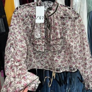 Printed ruffled blouse multicolored